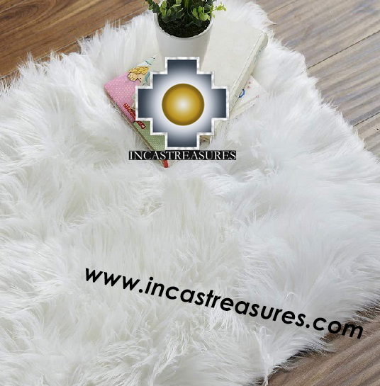 100 Baby Alpaca Suri fur rug white borderless, free shipping